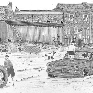 Battersea Bomb Website Spielplatz Druck 17,8 x 12,5 cm In Kartonhalterung 20,5 x 25,5 cm des Künstlers Bernie Wighton