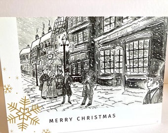 Ye Merry Old Christmas 3-kaartenset 150 mm x 105 mm Hetzelfde ontwerp van Bernie Wighton