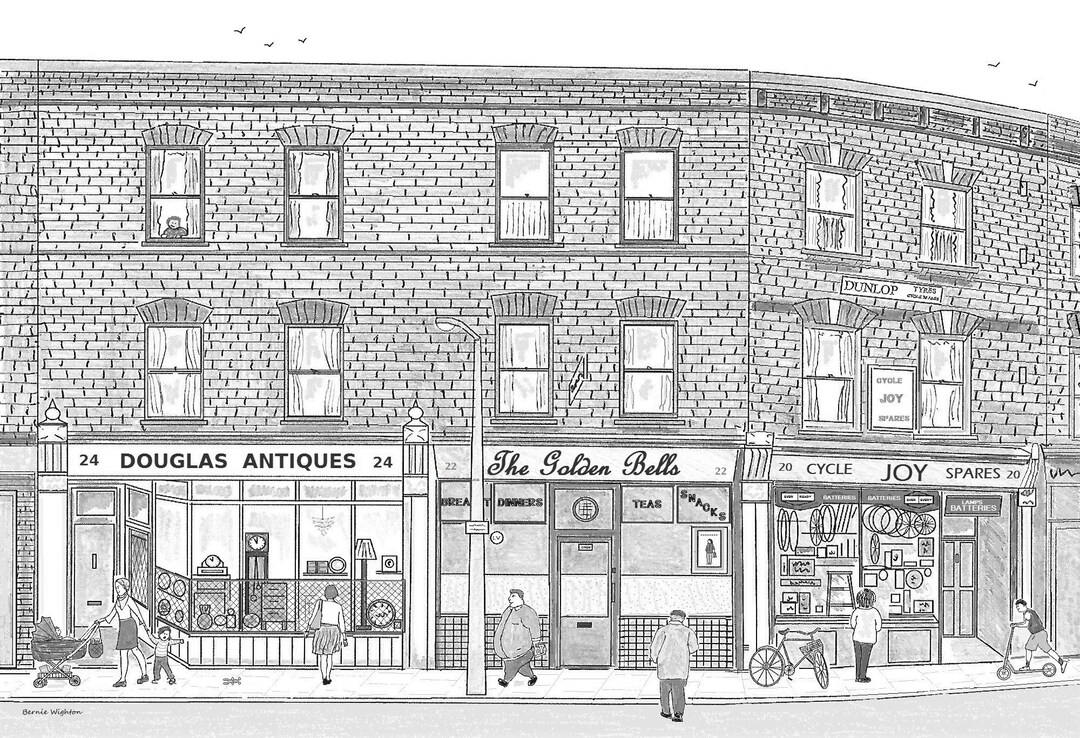Battersea High Street Shops Back in the Day 5 X 7 Print in Cardboard