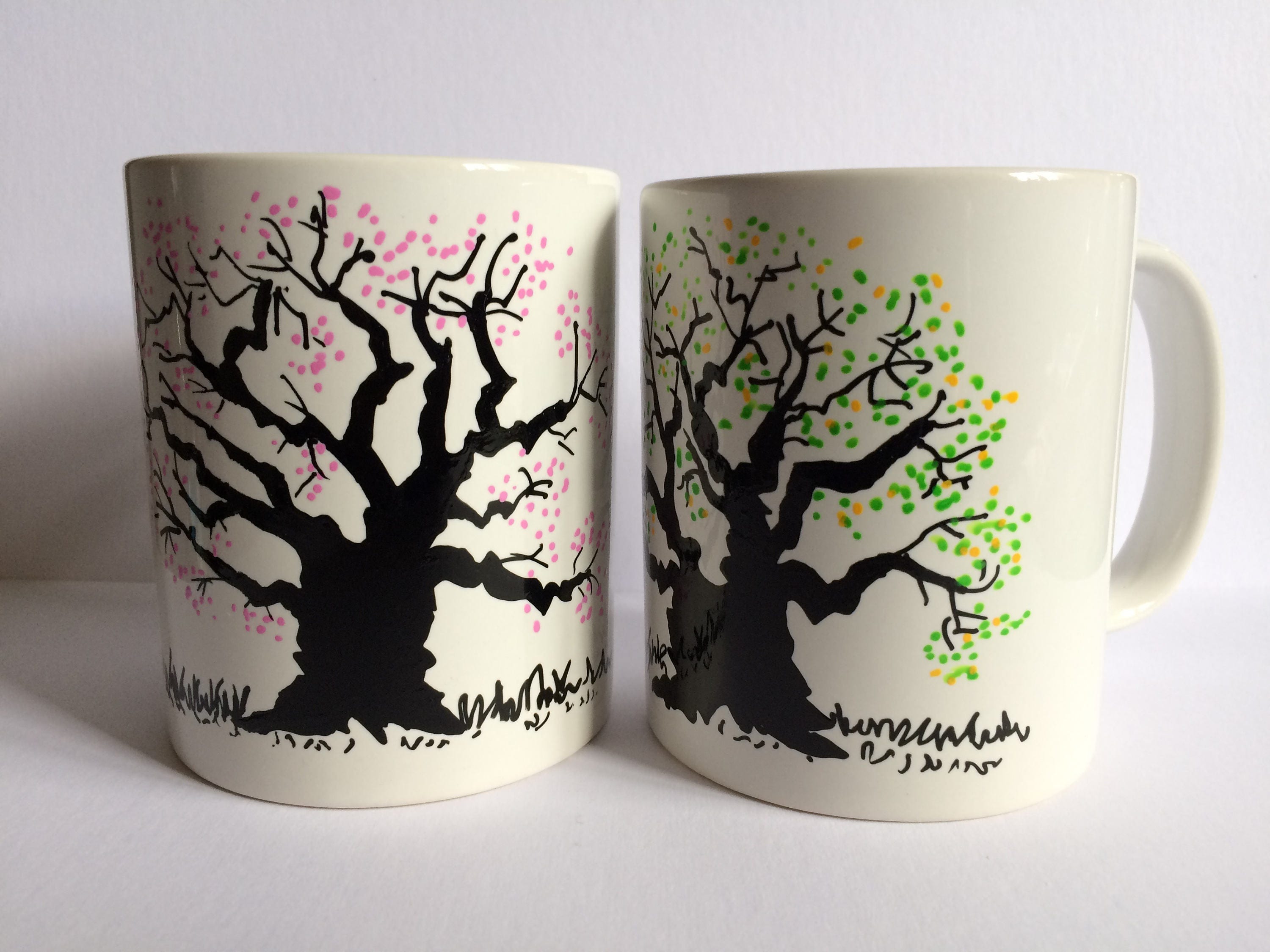 Tree Mug hand painted 11oz porcelain mug tree design either Etsy