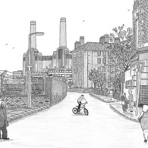 Battersea Life in Stewarts Road Back In The Day. Print 7" x 5" In Cardboard Mount 8" x 10" By Artist Bernie Wighton