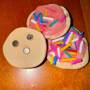 Polymer Clay Cookie Magnet – Frosted Sugar Cookie with Sprinkles (Resin Coated, pair of 2)