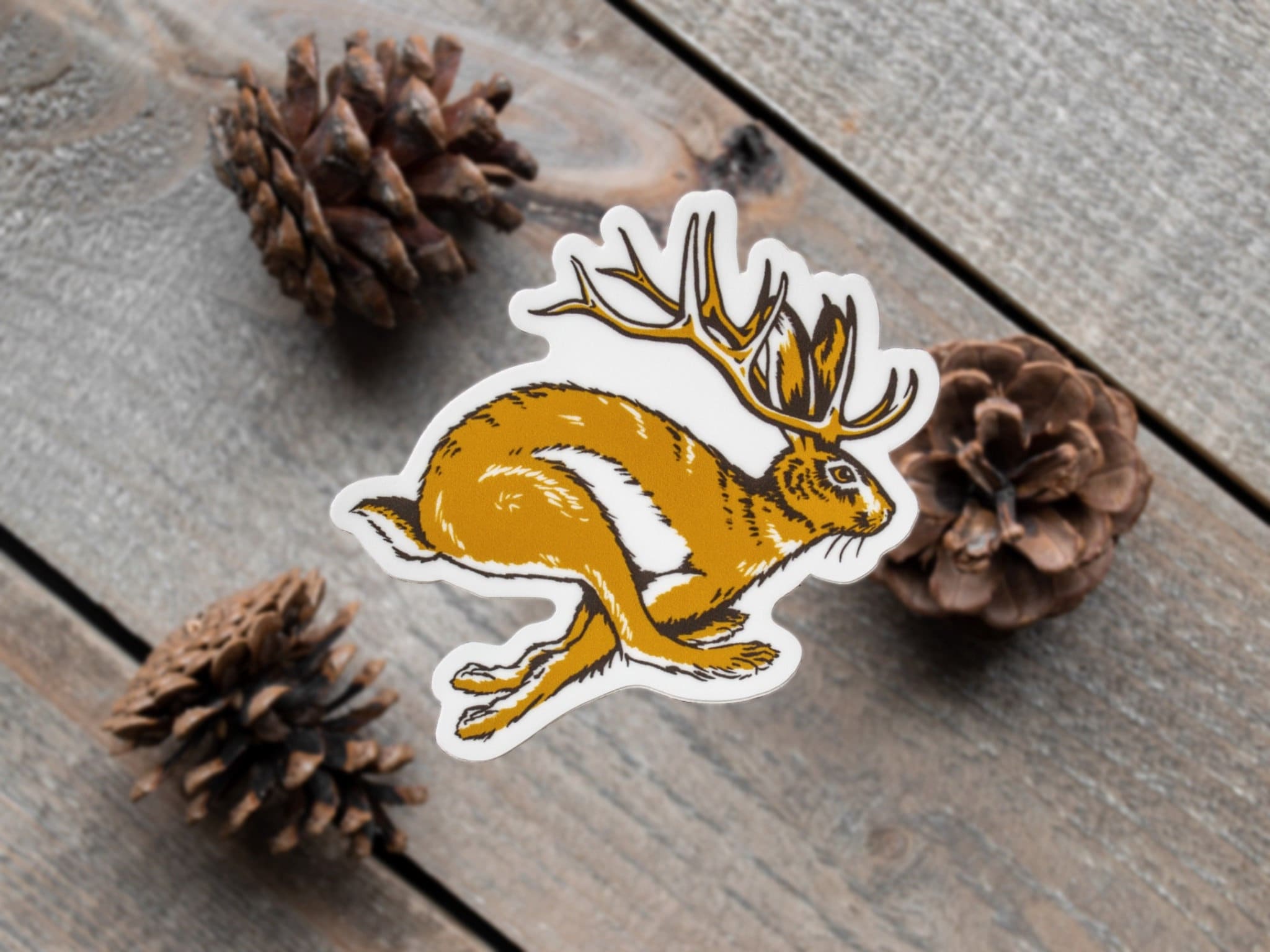 Jackalope Vinyl Sticker, Cryptid Sticker, Mythical Creature, Rabbit Sticker, Lucky Hare, Cryptid Art, Jackalope Art, For Hydroflask, Laptop