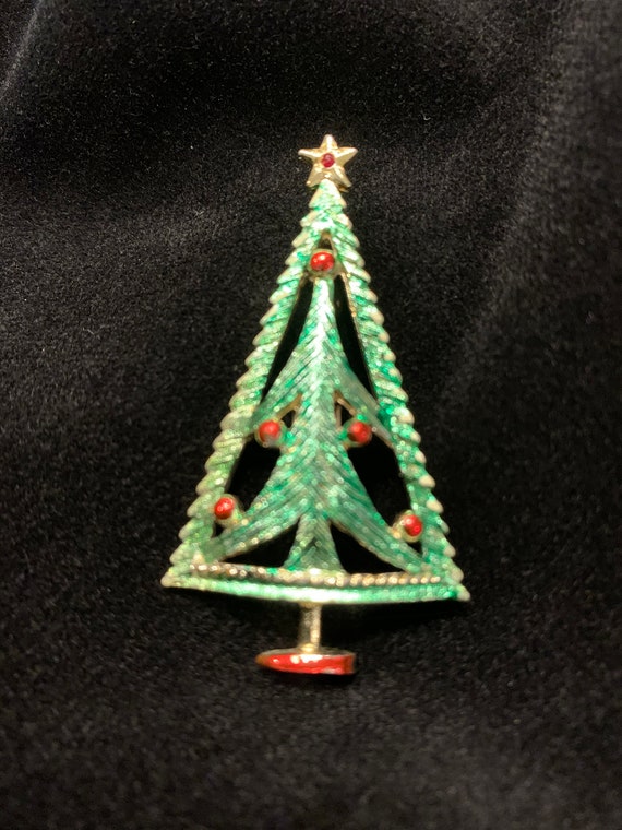 Very Rare Signed B. J. Enamel Retro Christmas Tree