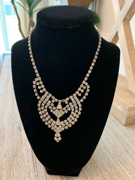 Vintage statement rhinestone necklace - Gem