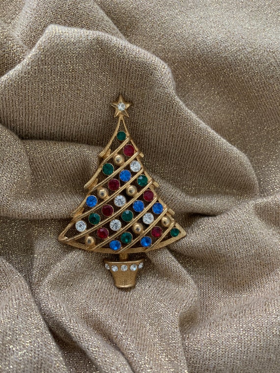 Rare Vintage Eisenberg Ice Christmas Tree Brooch - image 3