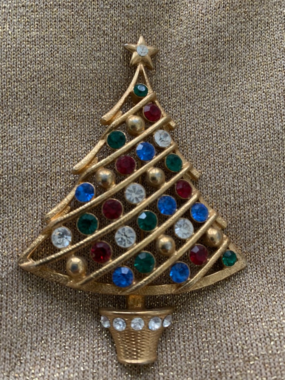 Rare Vintage Eisenberg Ice Christmas Tree Brooch - image 2