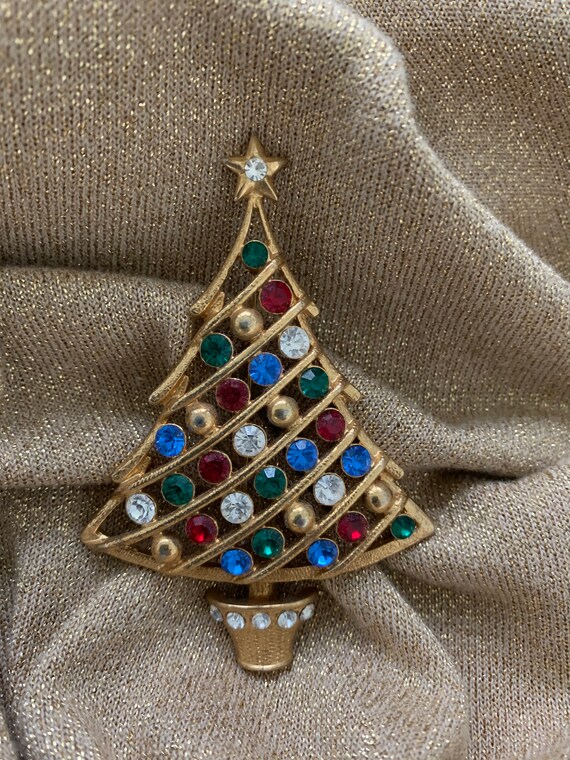 Rare Vintage Eisenberg Ice Christmas Tree Brooch - image 4