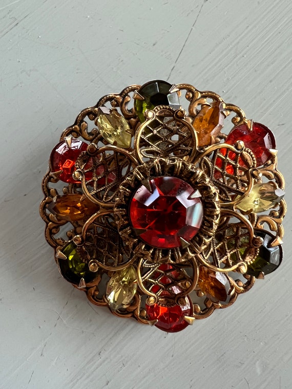 Vintage flower pin - shades of fall