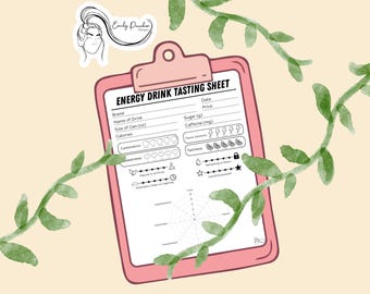 Energy Drink Tasting Sheet Printable | Energy Drink Rating | Drink Tasting | Instant Download