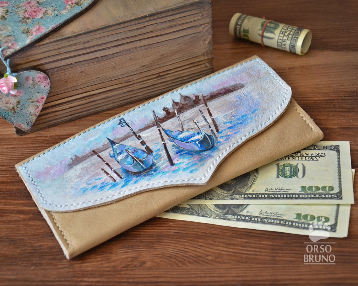Womens Leather Wallet Venice Leather Purse Venice Womens Etsy