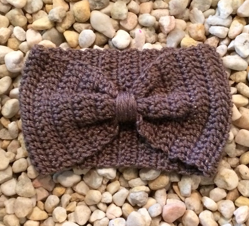 Crochet Pattern Tia Bow Headband, Digital PDF download, cinched bow crochet headband image 2