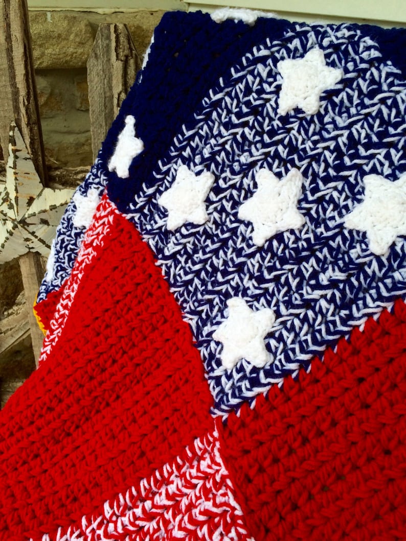 PDF Download Crochet Pattern, Patchwork Spangled Banner Afghan, Digital File, American Flag Blanket, American Flag Afghan image 2