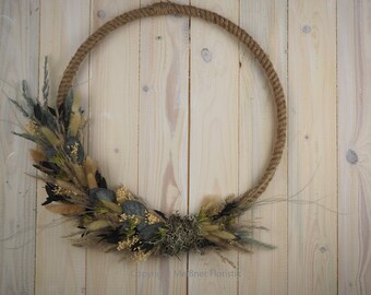 Großer Hoop  Loop Trockenkranz Wandkranz Türkranz Trockenblumen 40 cm