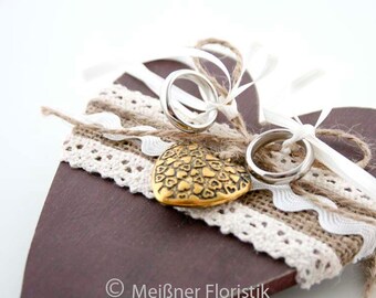 Ring pillow heart "vintage bordeauxe"