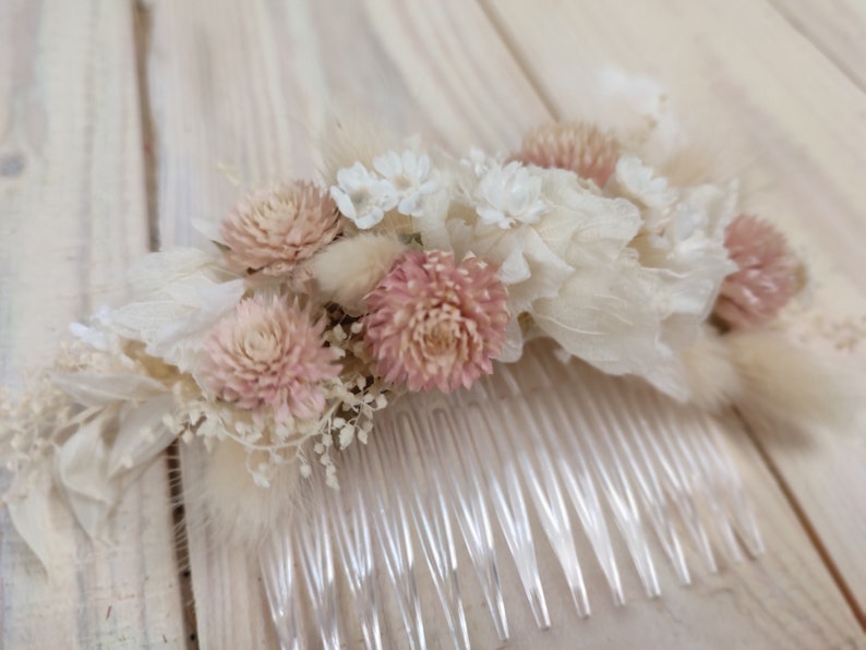 Haarkamm Trockenblumen Hochzeit Kommunion zdjęcie 7