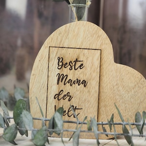 Wooden decoration vase, gift for the best mom