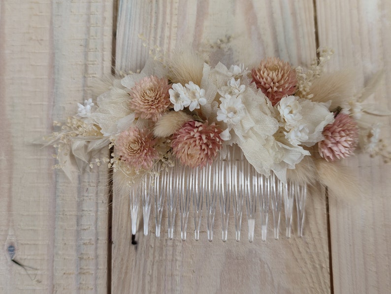 Haarkamm Trockenblumen Hochzeit Kommunion zdjęcie 4