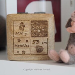Personalized gift for birth, wooden box with engraving, baby gift personalized