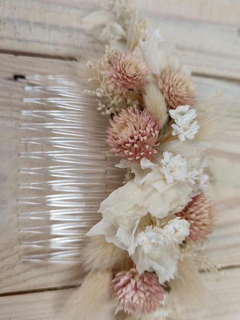 Haarkamm Trockenblumen Hochzeit Kommunion zdjęcie 10