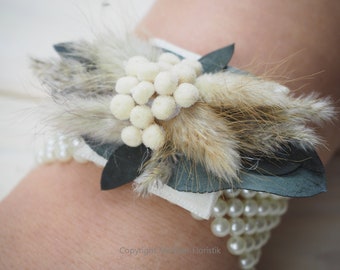 Armband Trockenblumen Trauzeugin Brautjungfer Perle