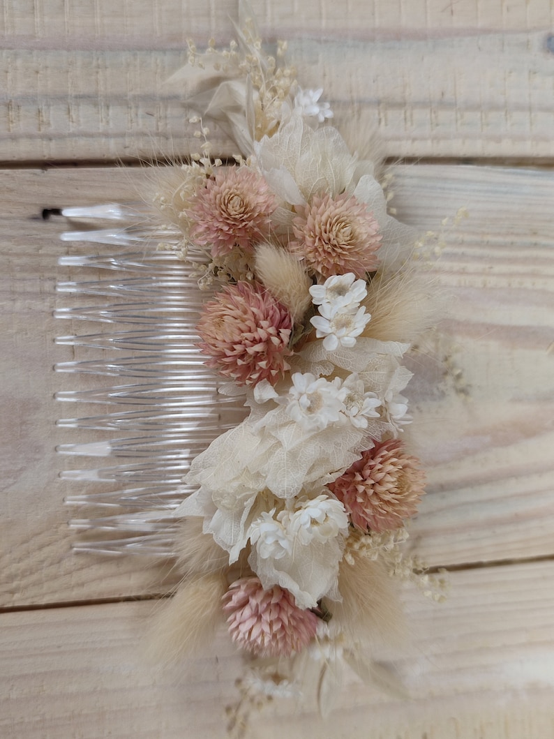 Haarkamm Trockenblumen Hochzeit Kommunion zdjęcie 9