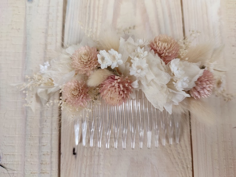 Haarkamm Trockenblumen Hochzeit Kommunion zdjęcie 2