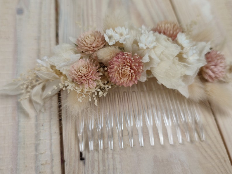 Haarkamm Trockenblumen Hochzeit Kommunion zdjęcie 6