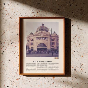 Vintage style Print of Flinders Street Train Station, Melbourne, Australia. Melbourne Poster Art, Original Design and Photography