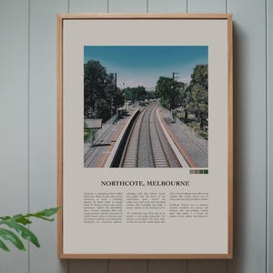 Vintage style Print of Northcote Train Station, Melbourne, Australia. Melbourne Poster Art, Original Design and Photography