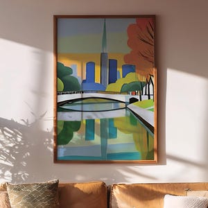 Southbank in Autumn, Yarra Riverbank, Melbourne, Retro and Vintage style wall art