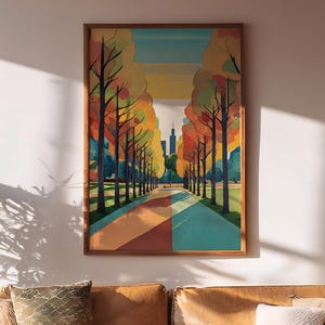 Melbourne in Autumn, Retro and Vintage style wall art
