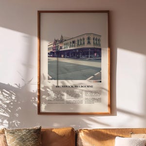 Vintage style Print of Sydney Road, Brunswick, Melbourne, Australia. Melbourne Poster Art, Original Design and Photography