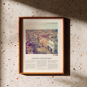 Vintage style Print of Brunswick Street, Fitzroy, Melbourne, Australia. Melbourne Poster Art, Original Design and Photography, Vintage Retro