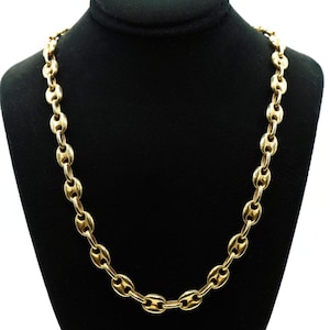 Gucci Puff Link Chain 14K Yellow Gold Men’s Necklace 7.7MM 18.5” 19.5 Grams, Puffed Mariner Link Chain, Unique Gold Necklace, Unisex Chain