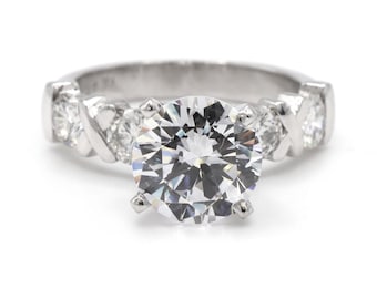 Anillo de compromiso de platino con semimontura y diseño en X de diamantes de 1,48 quilates para mujer. Semimontura de platino. Anillo de compromiso con diamantes. Anillo con semimontura.