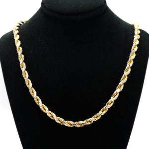 Heavy Rope Chain Two Tone 10K White And Yellow Gold Men’s Link Necklace 41.8G