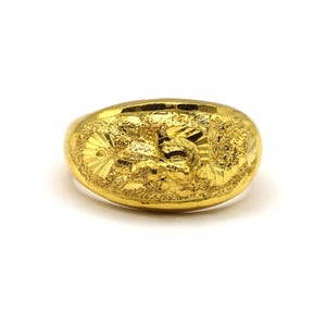 Thai Drachen 23K Gelbgold Massiv Tier Statement Unisex Ring, 24k Gelbgold Schmuck, Thai Goldring Schmuck, Gelbgold Drachen Schmuck
