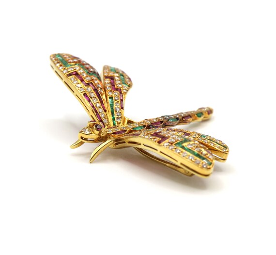 Dragonfly Butterfly Natural Emerald Ruby Diamond … - image 5