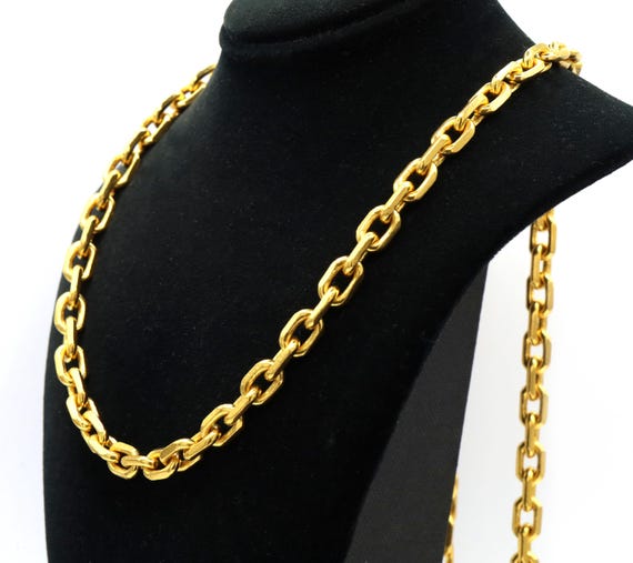 Heavy Solid 24K Yellow Gold Cable Link Toggle Men's Chain Necklace
