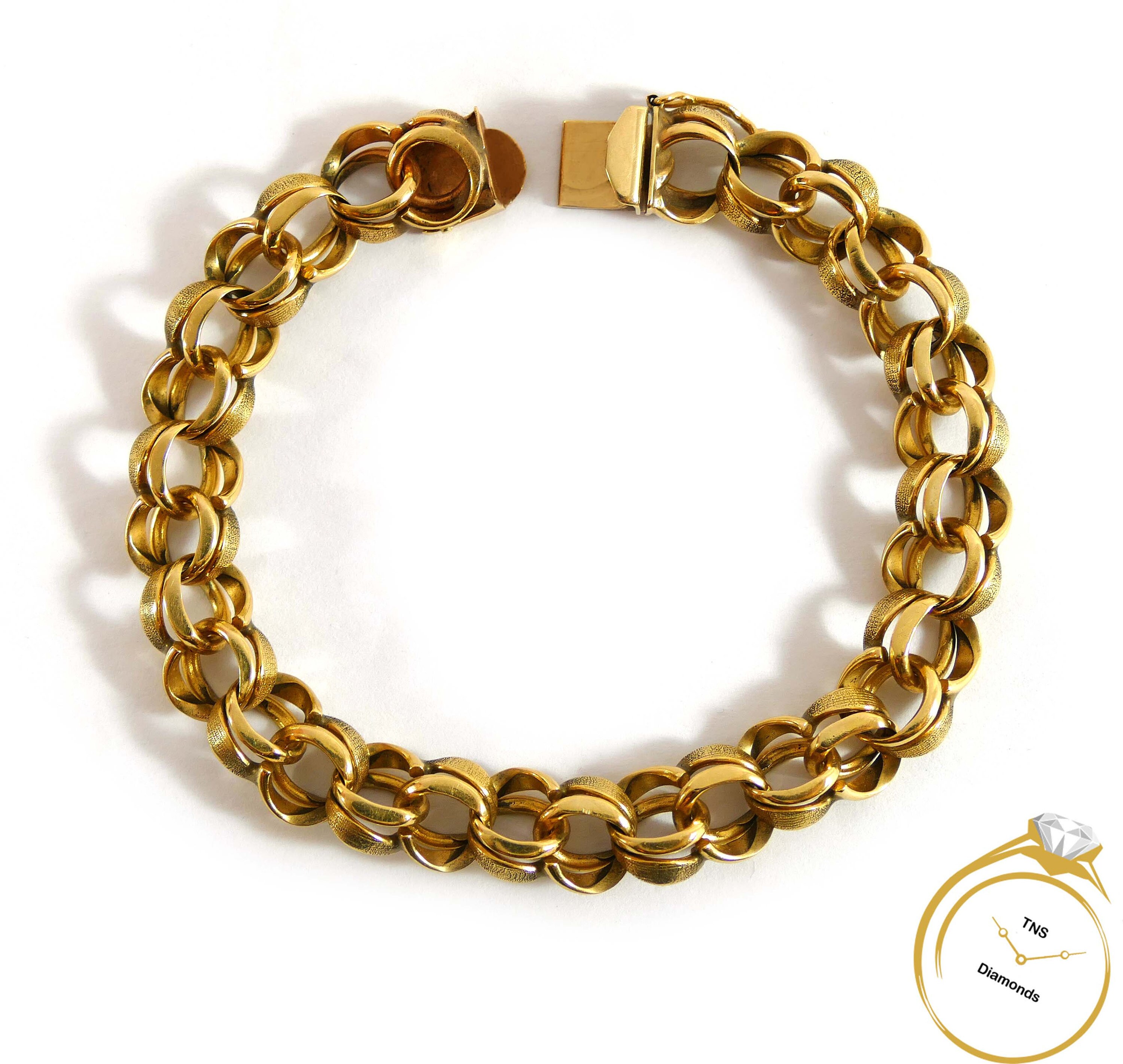 Chino Loop Link Chain 14k Yellow Gold Bracelet 9 Inches Gold Etsy