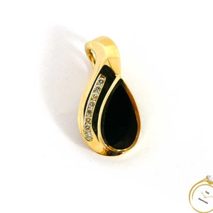 14k geelgouden hanger met zwarte onyx diamant