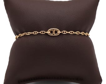Pulsera Hermes Farandole auténtica para mujer, cadena de eslabones de oro rosa de 18 quilates, 6,25 pulgadas. Pulsera de oro rosa de 18 quilates. Pulsera de oro para mujer.