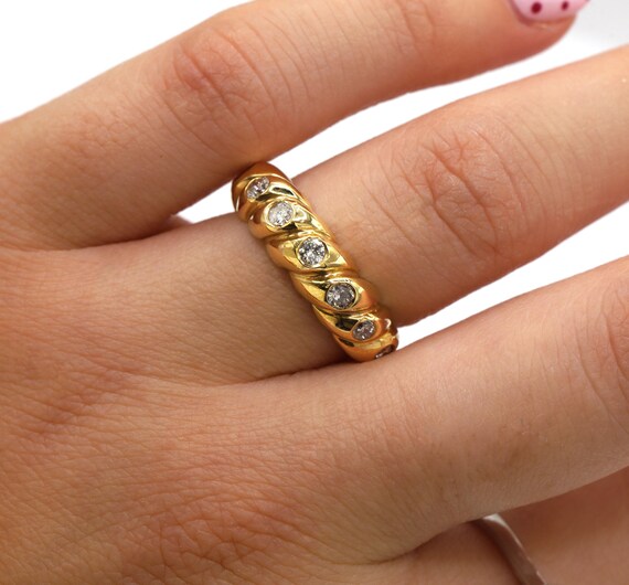 Diamond Row Invisible Set Stacking Stackable 14K … - image 2