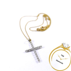 Diamond 18k White Gold Cross, White Gold Cross Pendant, Religious Necklace