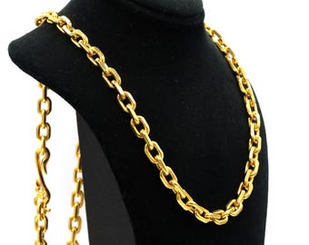 Heavy Solid 24K Yellow Gold Cable Link Toggle Men's Chain Necklace