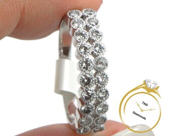 Milgrain Jewelry 14k White Gold Diamond Bezel Set Ring Size 6.25 - Banda - 3g