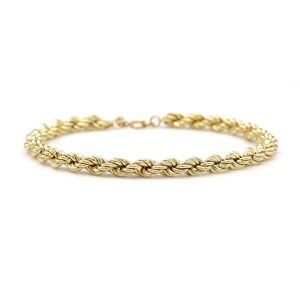 Rope Chain Link Men’s Bracelet 14k Yellow Gold, Gold Rope Chain Bracelet, Gold Stacking Bracelets, 14k Yellow Gold Women&#39;s Bracelet
