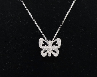 Diamond Butterfly Roberto Coin 18K White Gold Women’s Insect Animal Necklace, Butterfly Necklace, Diamond Womens Necklace, Butterfly Pendant