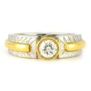 Round Diamond Engagement Ring Platinum Engraved 18k Yellow Gold .5ct Sz 6 Vs